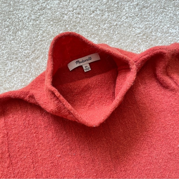 Madewell Wool Fall Sweater, Burnt Orange, Size XS, Ribbed Mock Neck Turtleneck - Picture 2 of 2